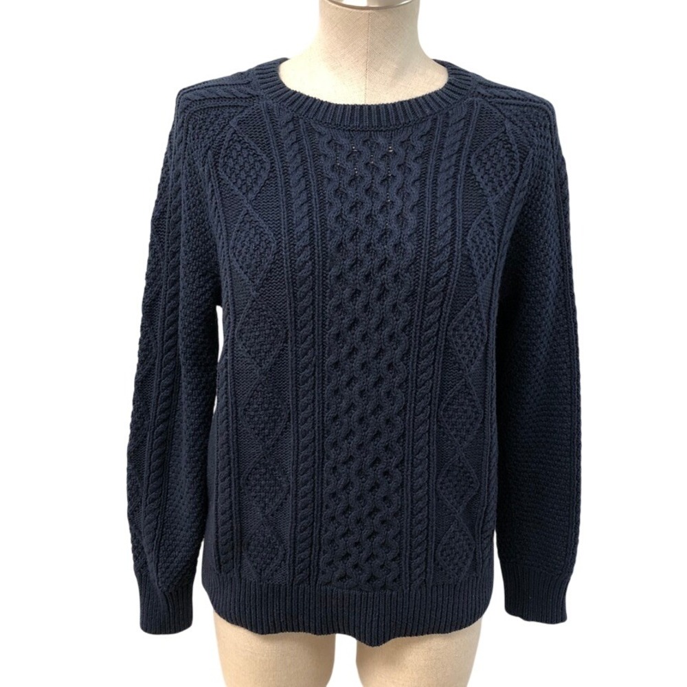 Crewcuts Sweater Kids XL Navy Blue Cable Knit Cotton Crew Neck Preppy Classic